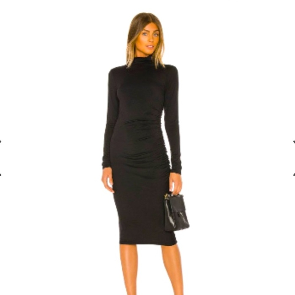 Michael Stars Jules Jersey Long Sleeve Mock Neck Midi Dress